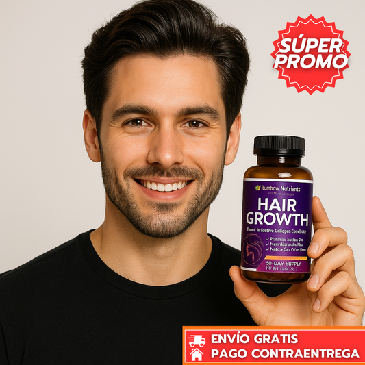 Hair Growth Advanced™: Suplemento con Biotina, Colágeno y OptiMSM® para Fortalecer y Estimular el Crecimiento del Cabello