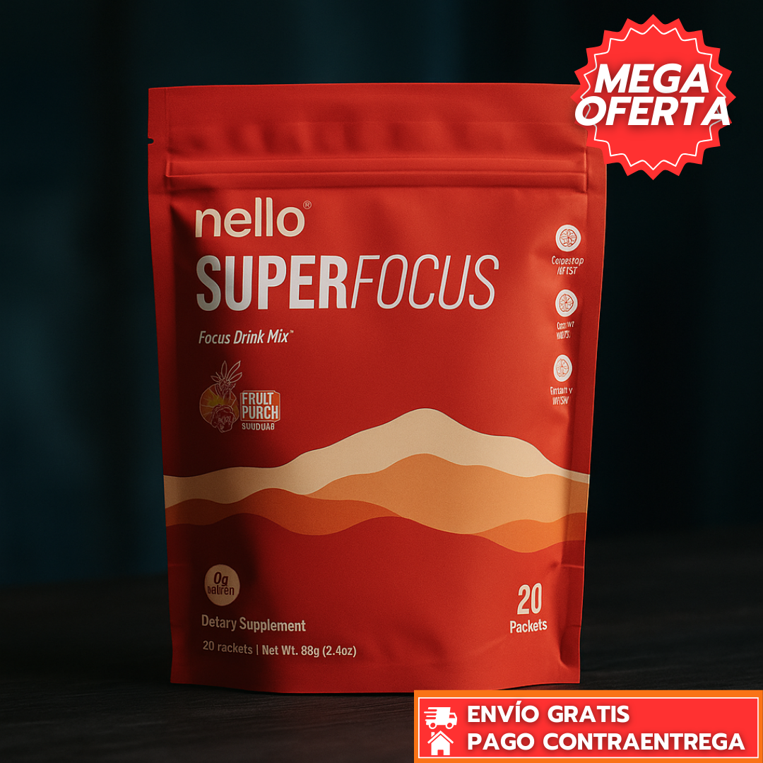 Nello SuperFocus™: Suplemento en Polvo con Cafeína Natural que Potencia tu Concentración, Energía y Claridad Mental