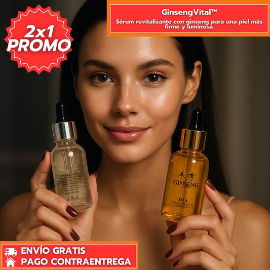 Oferta especial 2x1 GinsengVital™: Sérum revitalizante con ginseng para una piel más firme y luminosa.
