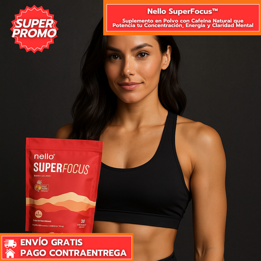 Nello SuperFocus™: Suplemento en Polvo con Cafeína Natural que Potencia tu Concentración, Energía y Claridad Mental