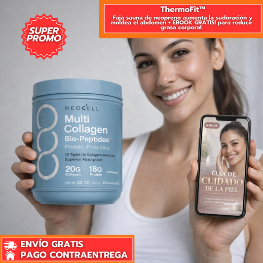 Neo Cell™: Colágeno Hidrolizado de Alta Absorción Mejora la Elasticidad de la Piel, Fortalece Cabello y Uñas +  EBOOK GRATIS Cuidado de la Piel.