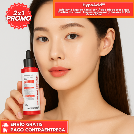 HypoAcid™: Exfoliante Líquido Facial con Ácido Hipocloroso que Purifica los Poros, Elimina Impurezas y Suaviza la Piel Grasa 60ml