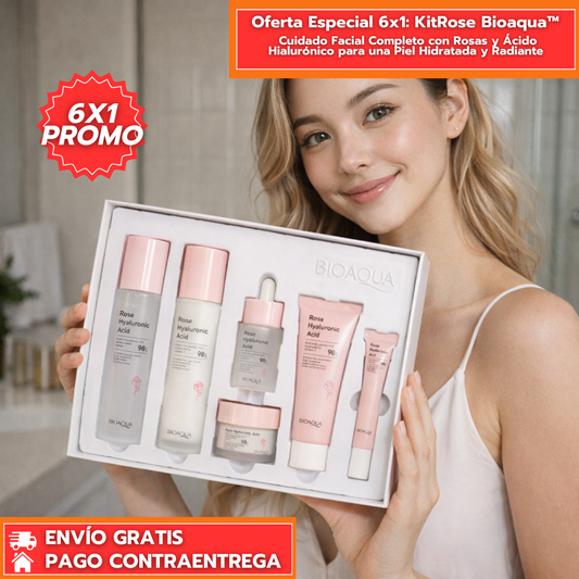 Oferta Especial 6x1: KitRose Bioaqua™-Cuidado Facial Completo con Rosas y Ácido Hialurónico para una Piel Hidratada y Radiante