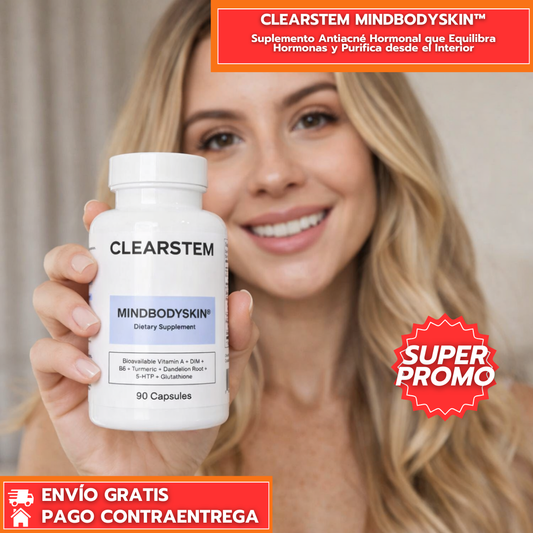 Clearstem Mindbodyskin™: Suplemento Antiacné Hormonal que Equilibra Hormonas y Purifica desde el Interior