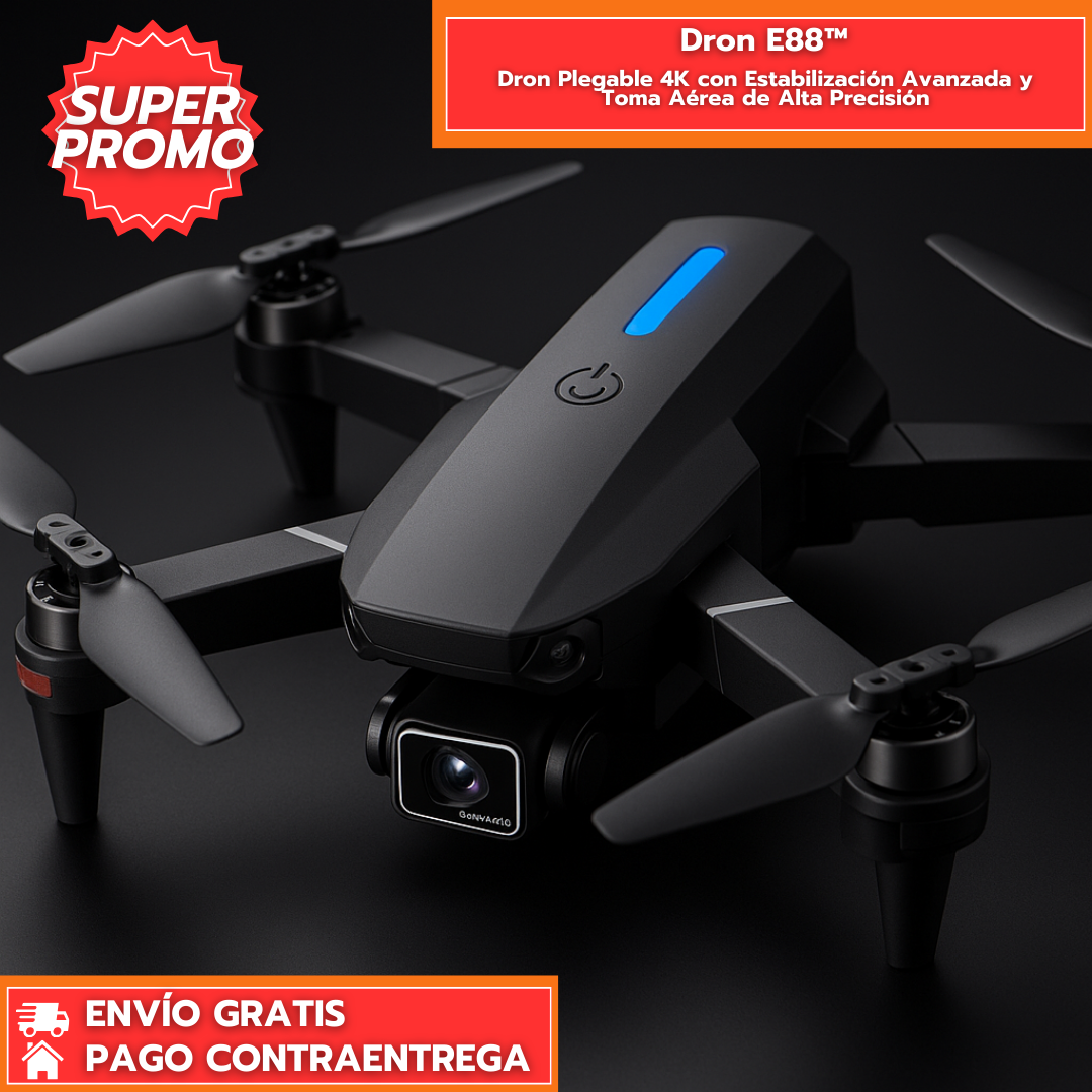 Dron E88™: Dron Plegable 4K con Estabilización Avanzada y Toma Aérea de Alta Precisión