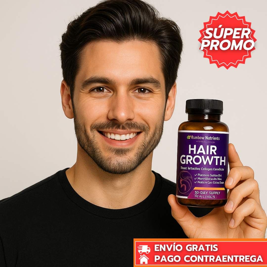 Hair Growth Advanced™: Suplemento con Biotina, Colágeno y OptiMSM® para Fortalecer y Estimular el Crecimiento del Cabello