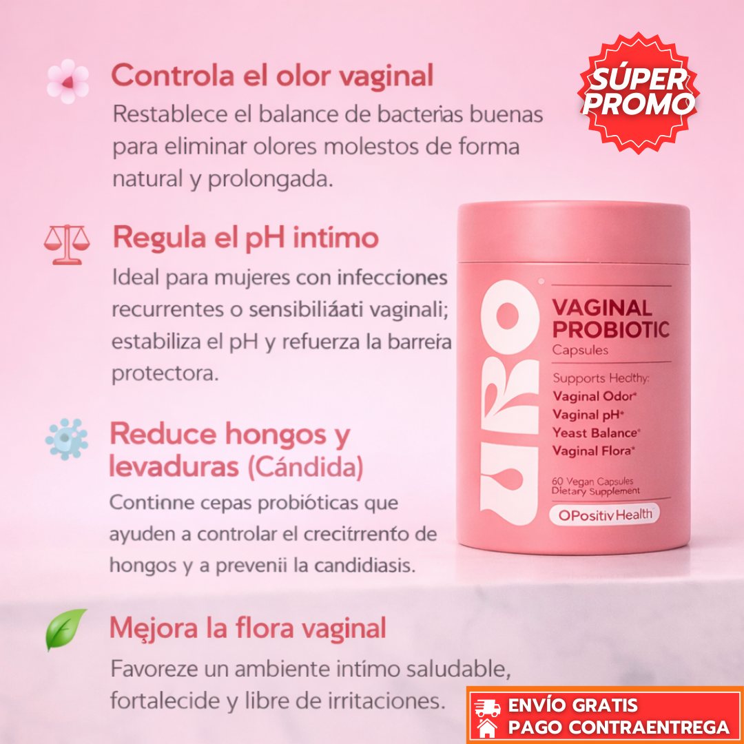 Uro Probiotics™: Probiótico Femenino que Equilibra pH Íntimo y Fortalece Flora Vaginal + EBOOK GRATIS Guía de Cuidados Íntimos