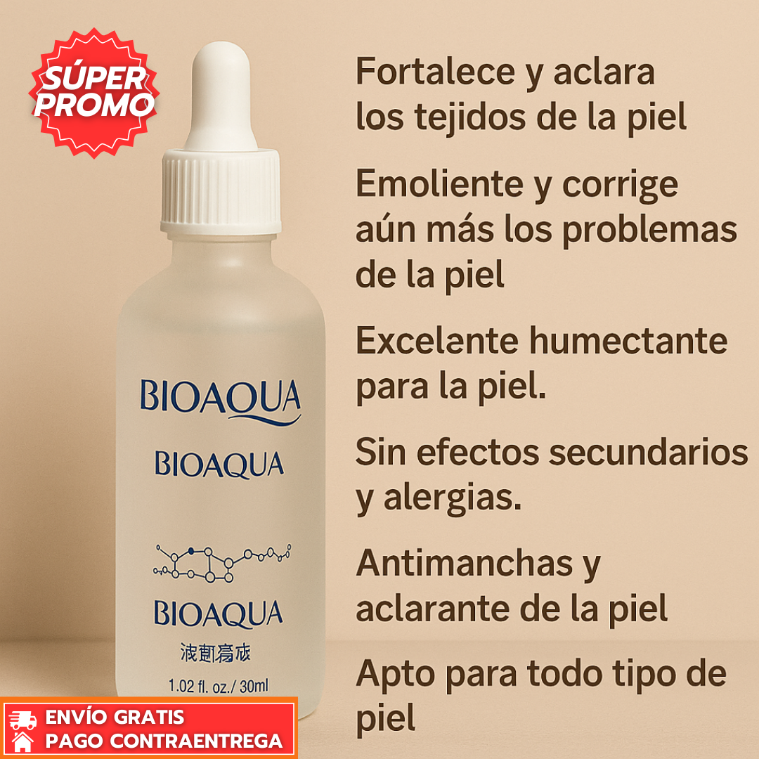 Oferta Espeial 2x1 BioaquaPure™: Sérum Facial Hidratante y Aclarante con Efecto Antimanchas, Ideal para Todo Tipo de Piel