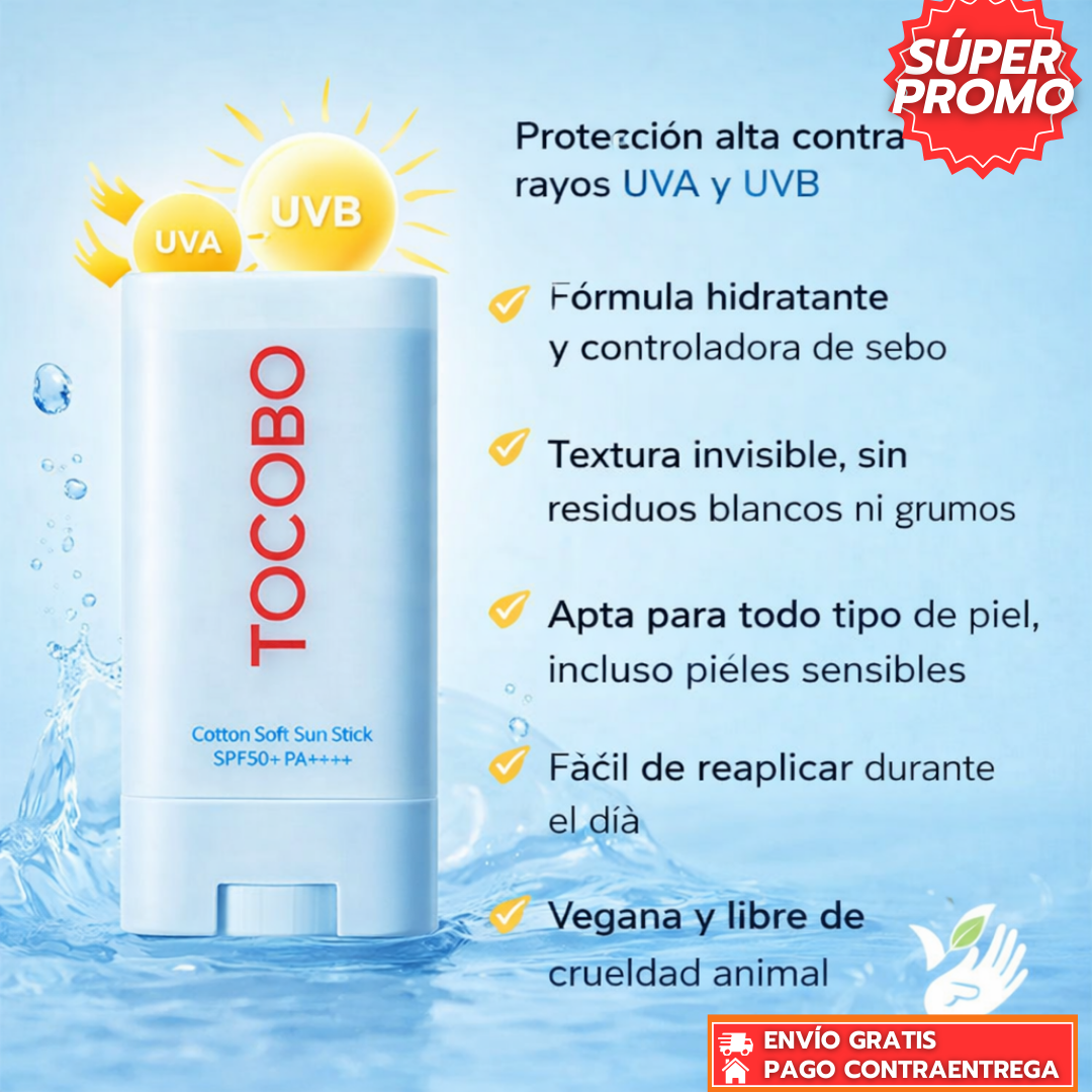 Tocobo Sun™: Barra Solar Facial Vegana de Alta Protección UV con Acabado Invisible y Efecto Mate.