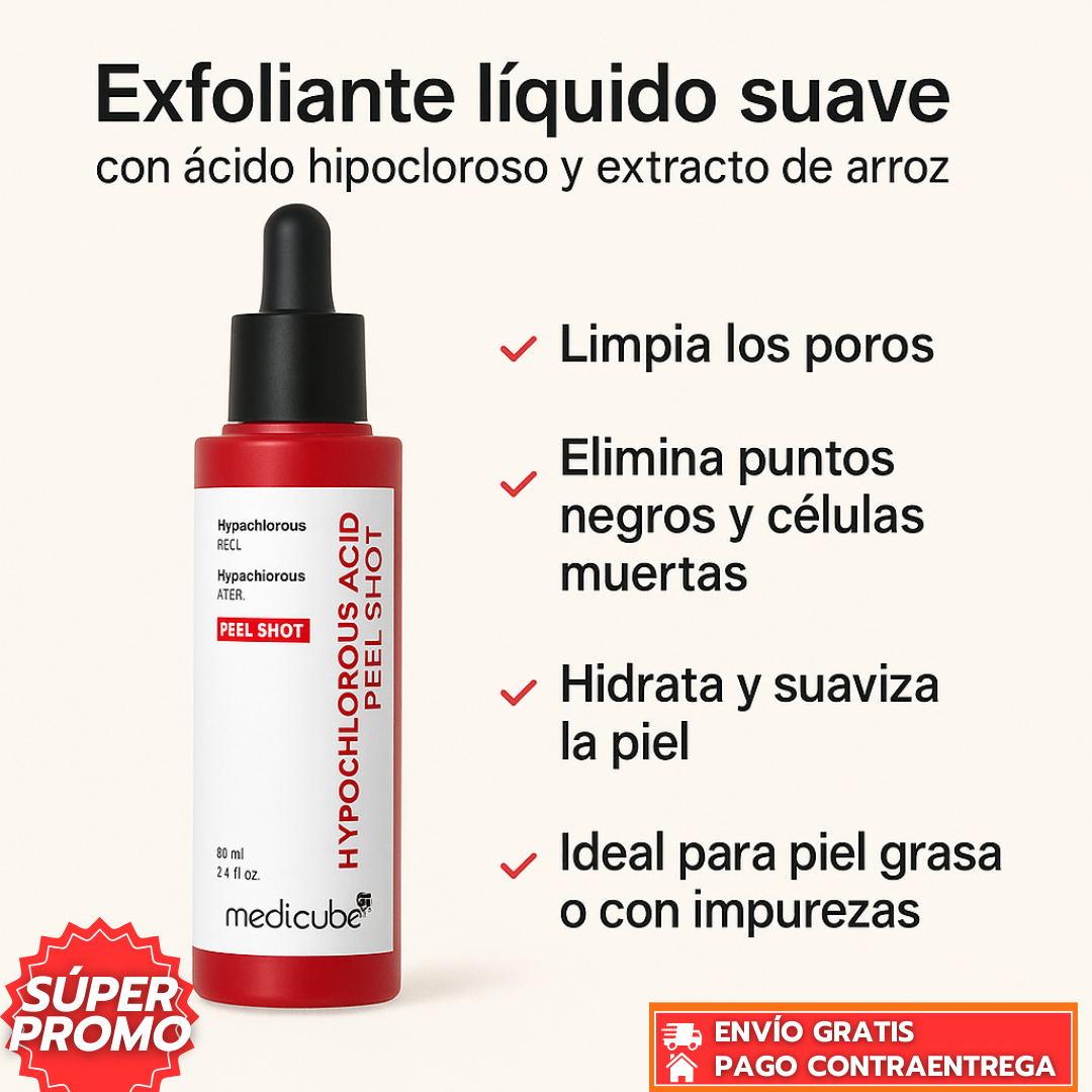 HypoAcid™: Exfoliante Líquido Facial con Ácido Hipocloroso que Purifica los Poros, Elimina Impurezas y Suaviza la Piel Grasa 60ml