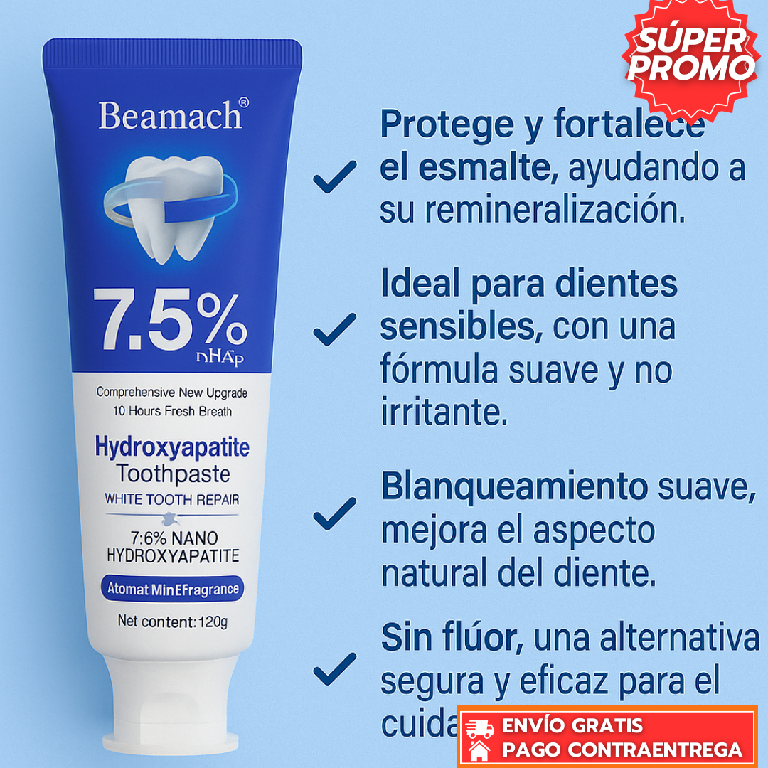 BeamachCare™: Pasta Dental con Hidroxiapatita que Protege, Repara y Fortalece el Esmalte para una Sonrisa Sana 120ML.