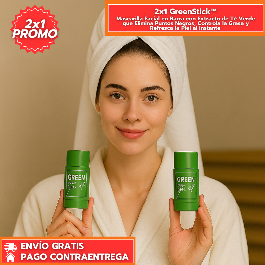 Oferta Especial 2x1 GreenStick™: Mascarilla Facial que Elimina Puntos Negros, Controla la Grasa y Refresca la Piel al Instante.