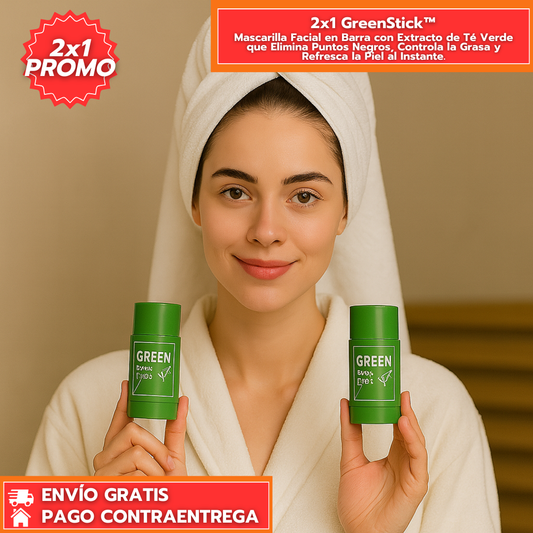 Oferta Especial 2x1 GreenStick™: Mascarilla Facial que Elimina Puntos Negros, Controla la Grasa y Refresca la Piel al Instante.