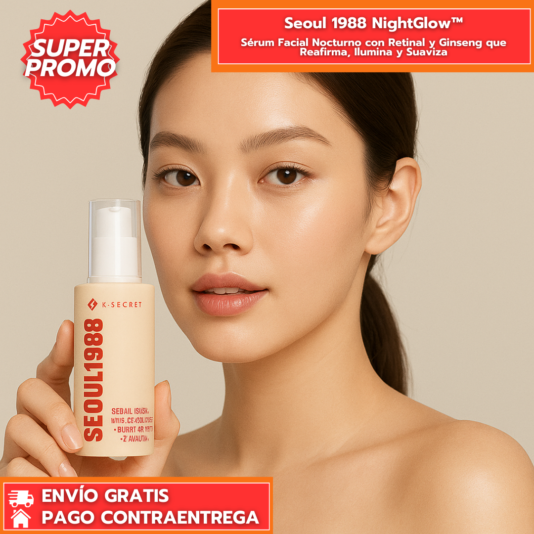 Seoul 1988 NightGlow™: Sérum Facial Nocturno con Retinal y Ginseng que Reafirma, Ilumina y Suaviza