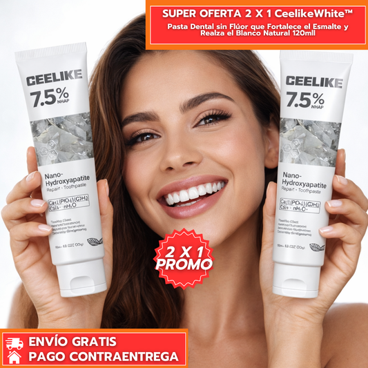 SUPER OFERTA 2 X 1 CeelikeWhite™: Pasta Dental sin Flúor que Fortalece el Esmalte y Realza el Blanco Natural 120ml